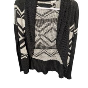 Dynamite Black and Cream Geometric Cardigan